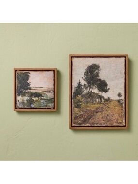 Hearth & Hand with Magnolia Landscape Burlap Wall Art Set, 2 Pieces NWT